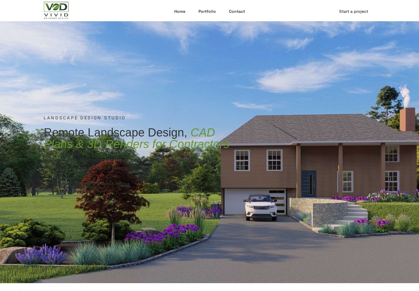 Vivid Outdoor Design website homepage